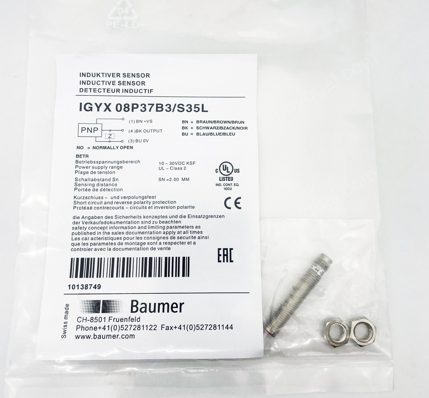 Baumer IGYX 08P37B3/S35L Inductive Proximity Switch
