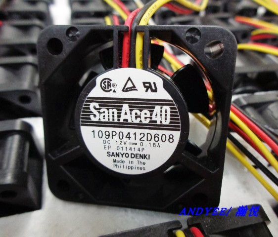 Sanyo 109P0412D608 12V 0.18A 3wires Cooling Fan 