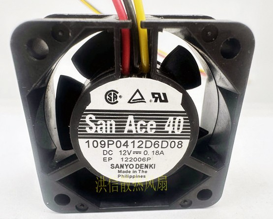 Sanyo 109P0412D6D08 12V 0.18A 3wires Cooling Fan 