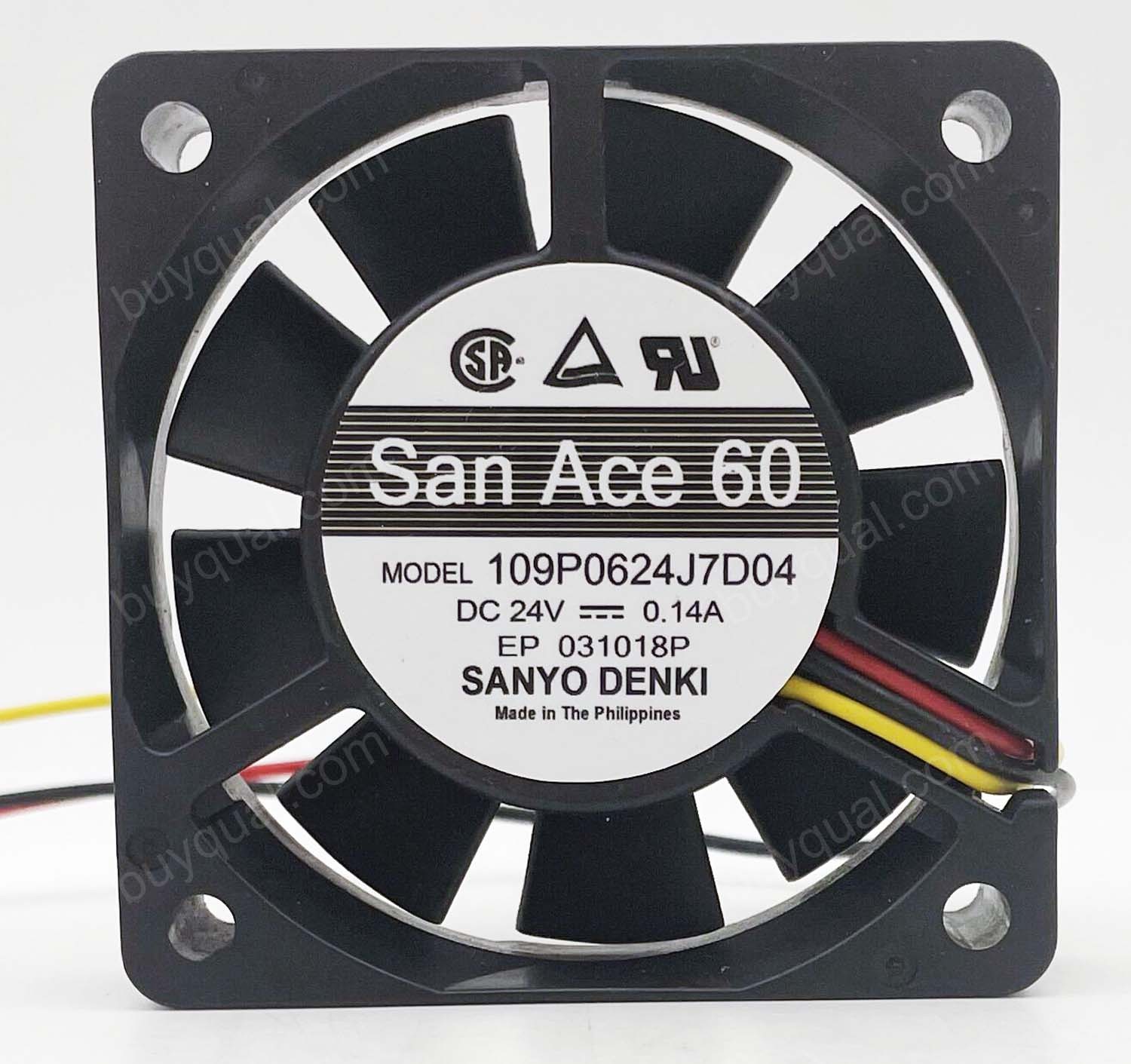 SANYO 109P0624J7D04 24V 0.14A 3wires Cooling Fan