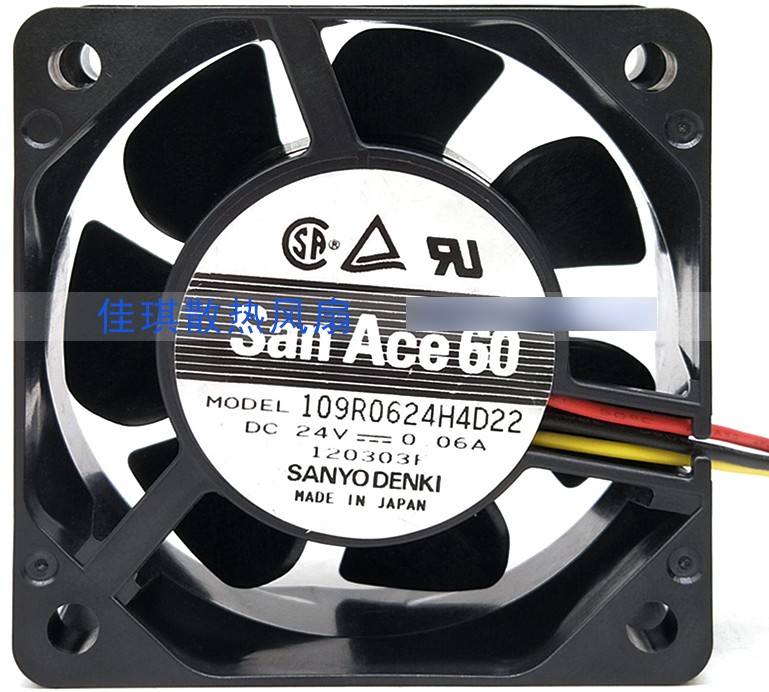 Sanyo 109R0624H4D22 24V 0.06A 3wires Cooling Fan