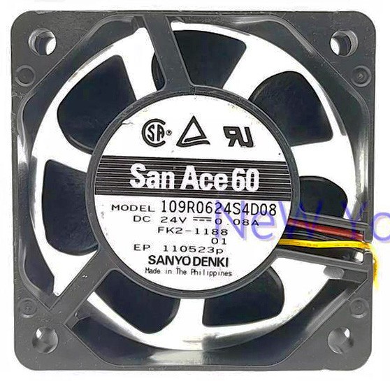 SANYO 109R0624S4D08 24V 0.08A 3wires Cooling Fan