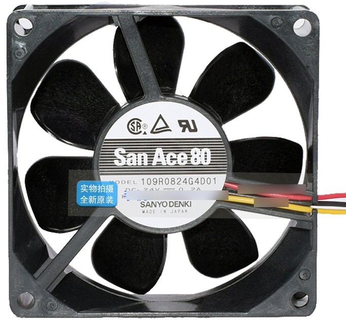 Sanyo 109R0824G4D01 24V 0.2A 3wires Cooling Fan - Original New