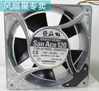 Sanyo 109S472UL 230V 0.11/0.09A 18/16W 3wires Cooling Fan
