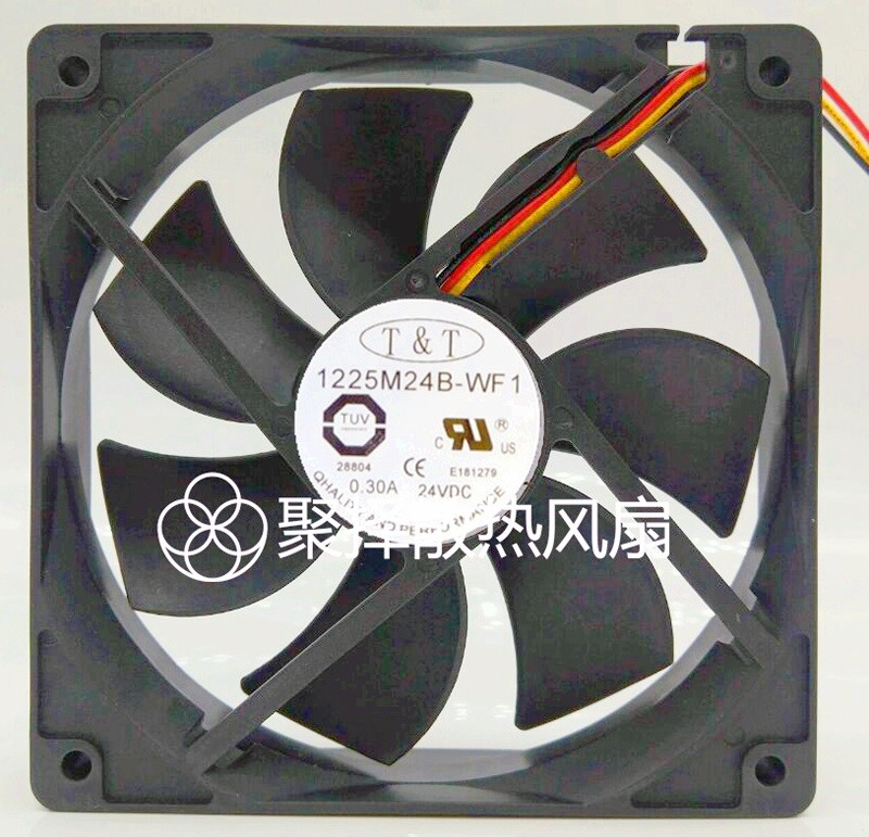 T&T 1225M24B-WF1 24V 0.30A 3wires Cooling Fan