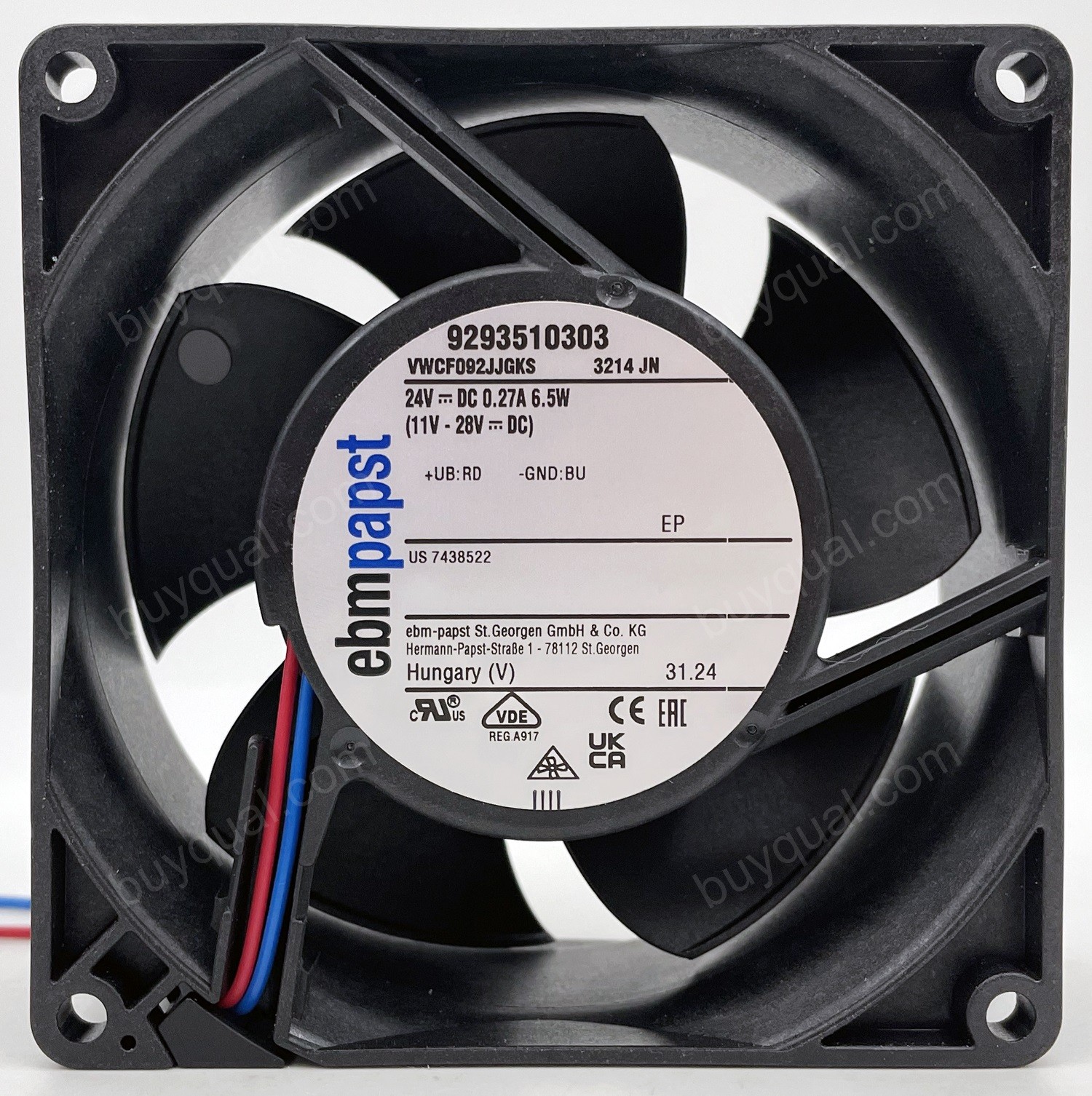 Ebmpapst 3214JN 24V 6.5W 2wires Cooling Fan - New