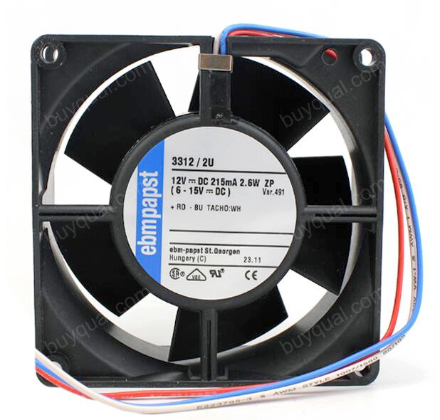 Ebmpapst 3312/2U 12V 215MA 2.6W 3wires cooling 