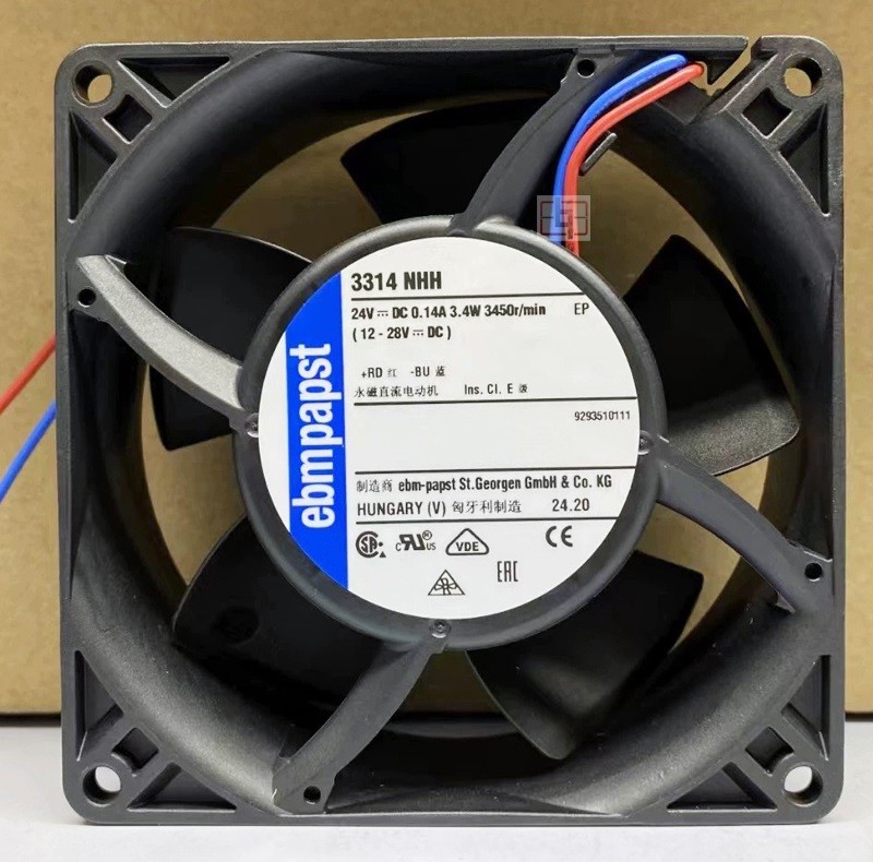 Ebmpapst 3314NHH 24V 0.14A 3.4W 2wires Cooling Fan