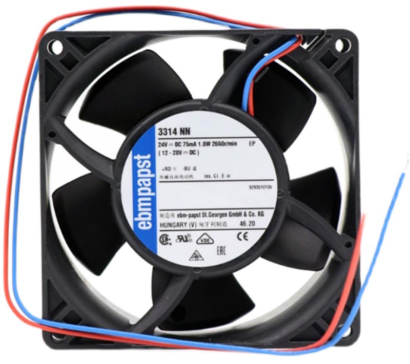Ebmpapst 3314NN 24V 75mA 1.8W 2wires Cooling Fan