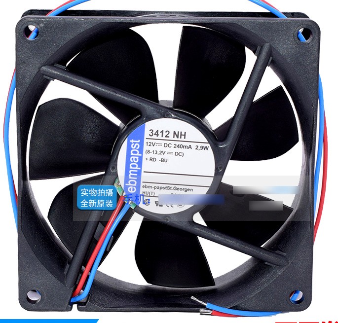 Ebmpapst 3412NH 12V 240mA 2.9W 2wires Cooling Fan