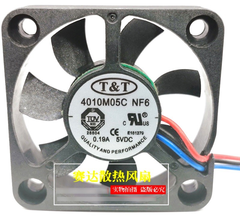 T&T 4010M05C NF6 5V 0.19A 3wires Cooling Fan 