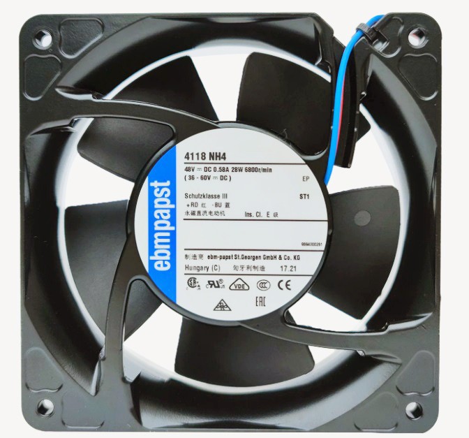 Ebmpapst 4118NH4 48V 580mA 28W 2wires Cooling Fan - New
