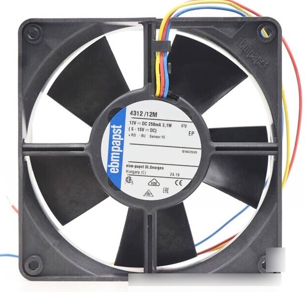 Ebmpapst 4312/12M 12V 258mA 3.1W 3wires Cooling Fan - New