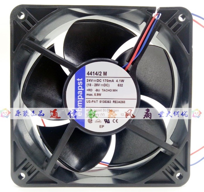 Ebmpapst 4414/2M 24V 0.17A 4.1W 3wires Cooling Fan