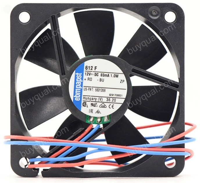 Ebmpapst 612F 12V 83mA 1W 2wires Cooling Fan