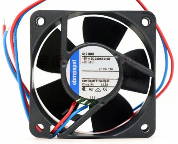 Ebmpapst 612NHH 12V 240mA 2.9W 2wires Cooling Fan 