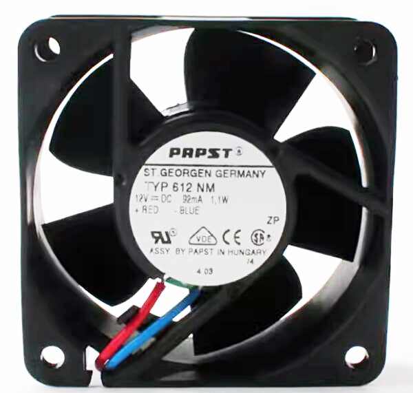 Ebmpapst 612NM 12V 92mA 1.1W 2wires Cooling Fan 