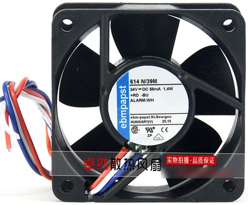 Ebmpapst 614N/39M 24V 58mA 1.4W 3 Wires Cooling Fan 