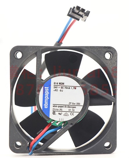 Ebmpapst 614NGM 24V 70mA 1.7W 2wires Cooling Fan