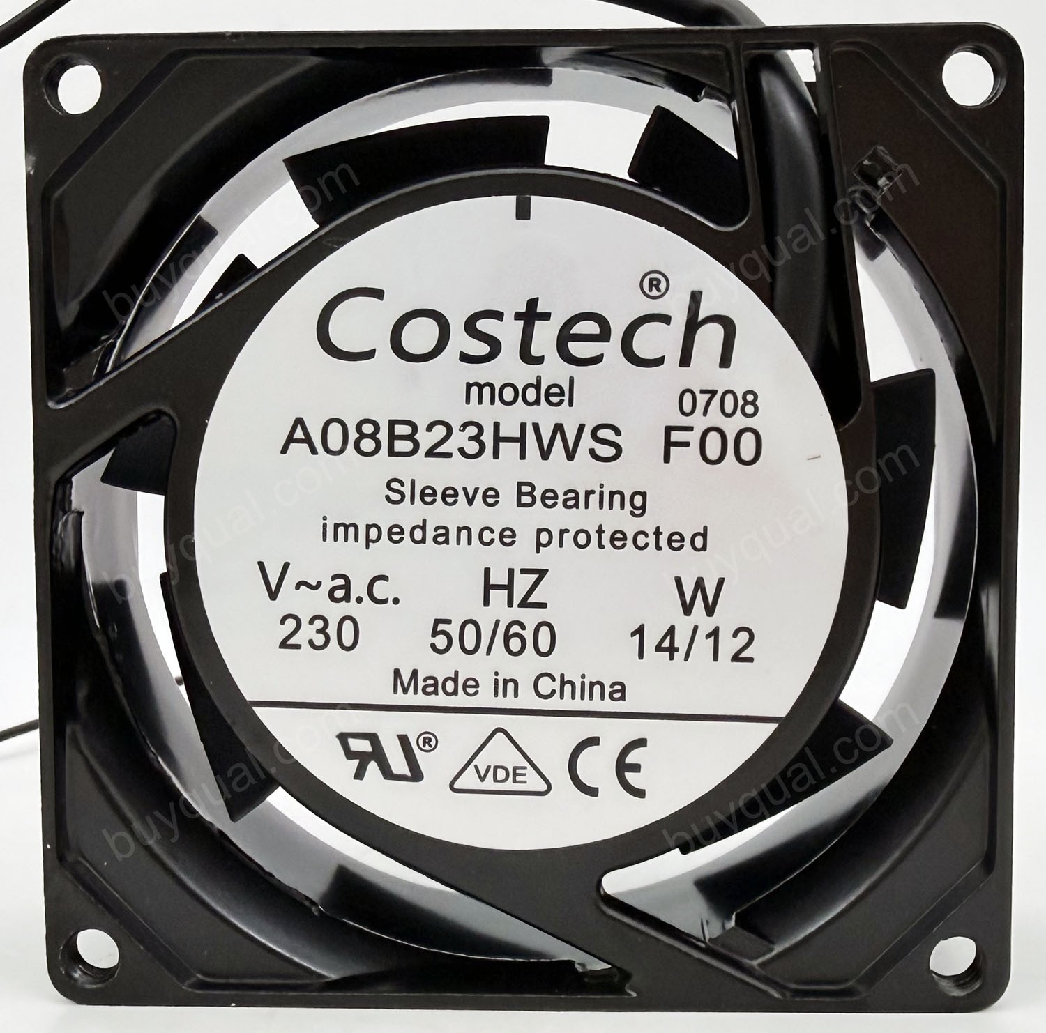 Costech A08B23HWS FOO 230V 14/12W 2wires Cooling Fan 