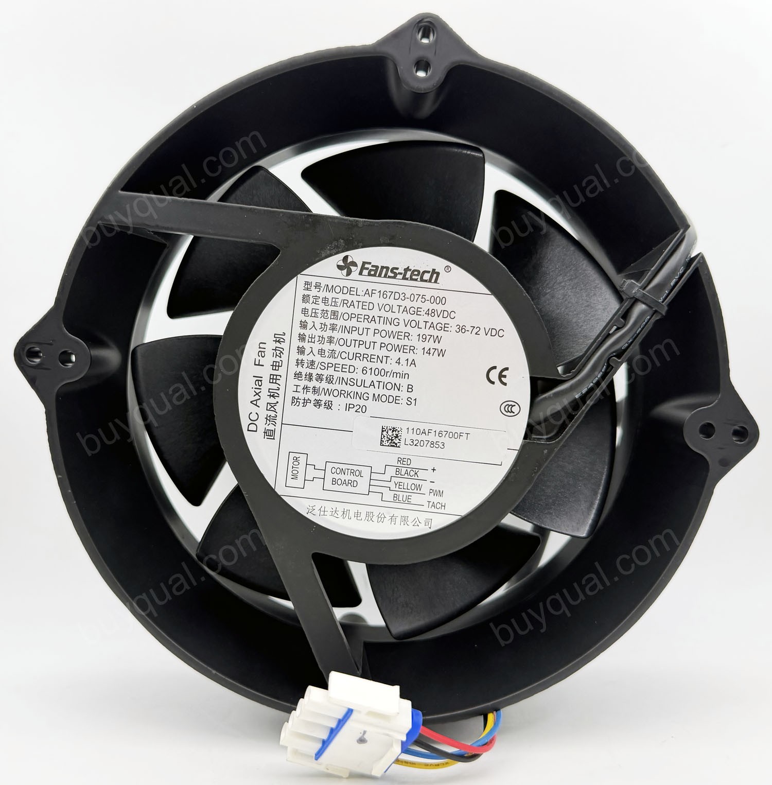 Fans-tech AF167D3-075-000 48V 197W Cooling Fan - Original New