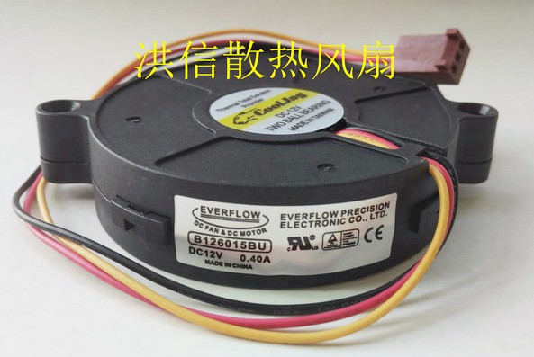 EVERFLOW B126015BU 12V 0.40A 3 Wires Cooling Fan 
