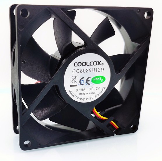 COOLCOX CC8025H12D 12V 0.19A 3wires Cooling Fan