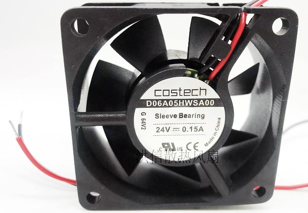 costech D06A05HWSA00 24V 0.15A 2wires Cooling Fan 