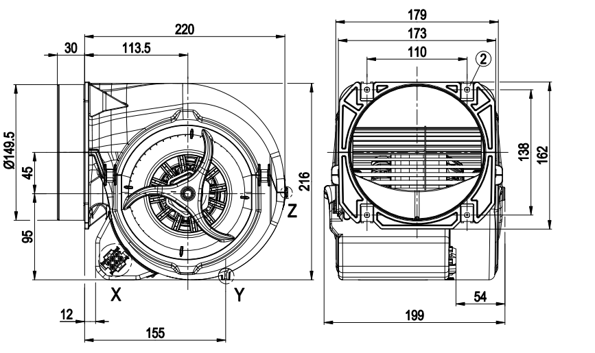 Ebmpapst D2E146-HT67-01 230V 1.55/1.75A 355/400W Cooling Fan - Original New