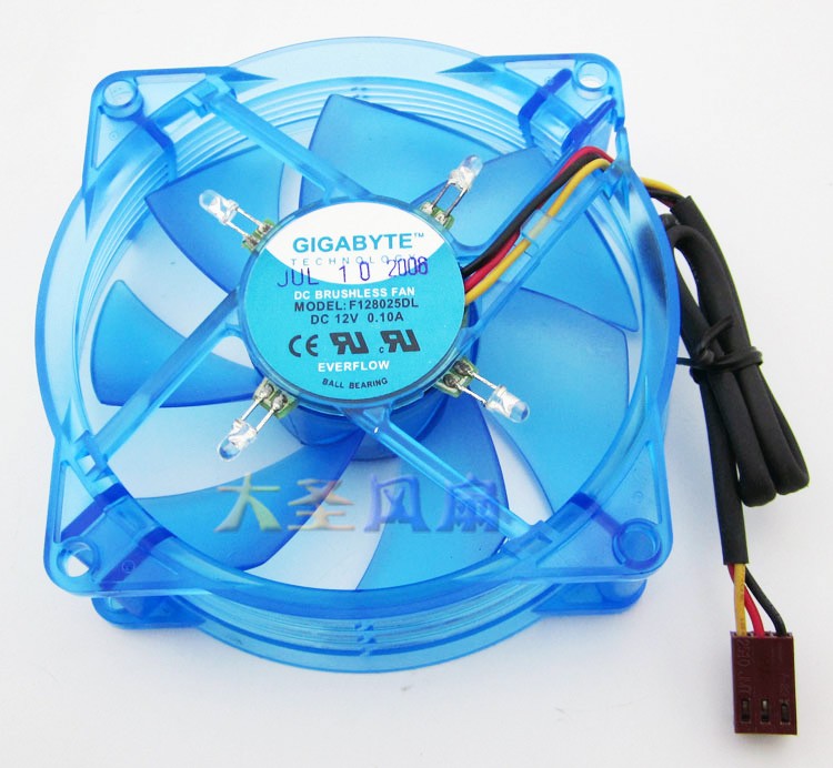 GIGABYTE F128025DL 12V 0.10A 3wires Cooling Fan