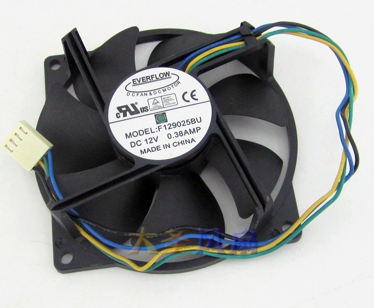 EVERFLOW F129025BU 12V 0.38A 4wires Cooling Fan