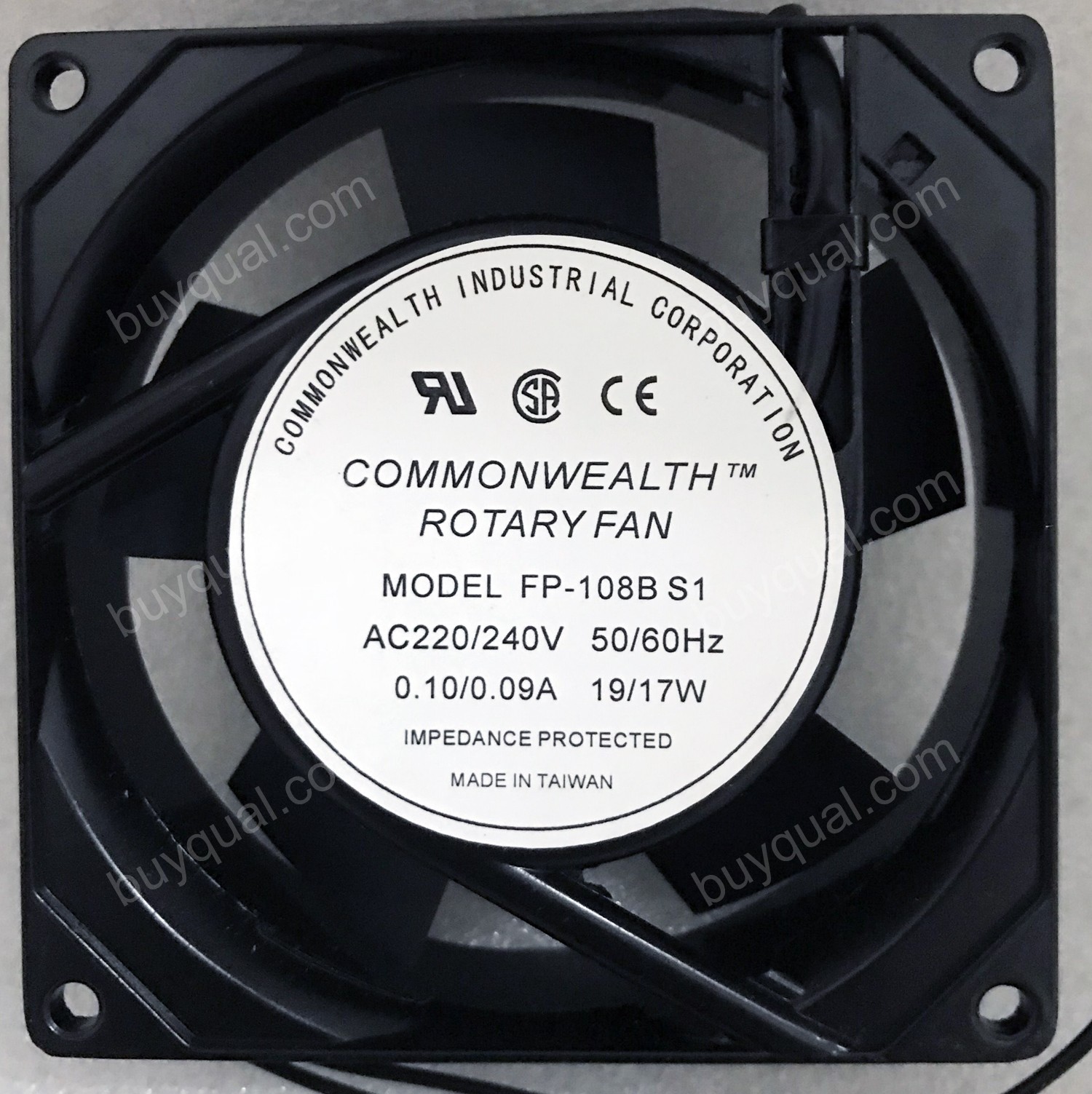 COMMONWEALTH FP-108BS1 220/240V 0.10/0.09A 19/17W 2wires cooling fan