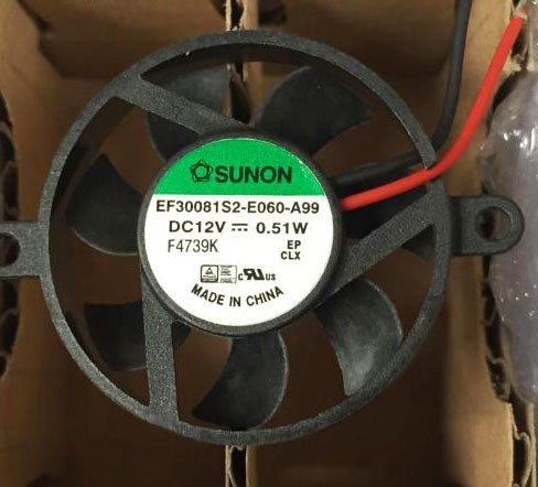 SUNON EF30081S2-E060-A99 12V 0.51W 2 Wires Cooling Fan 