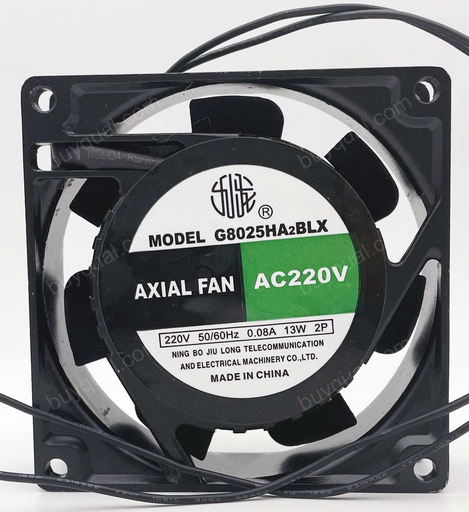 JIULONG G8025HA2BLX 220V 0.08A 13W 2wires Cooling Fan 