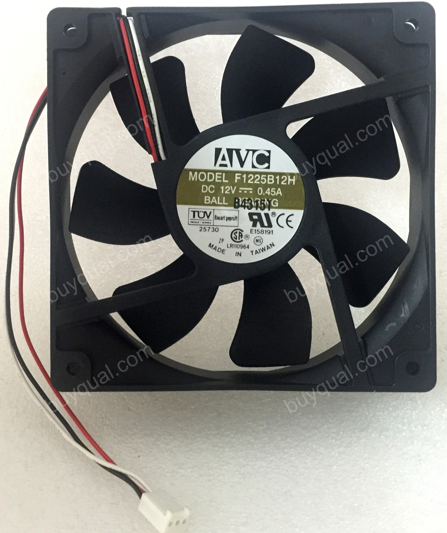 AVC F1225B12H 12V 0.45A 3Wires Cooling Fan