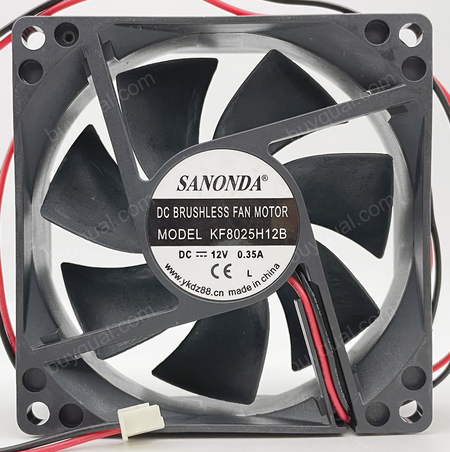 SANONDR KF8025H12B 12V 0.35A 2wires Cooling Fan 