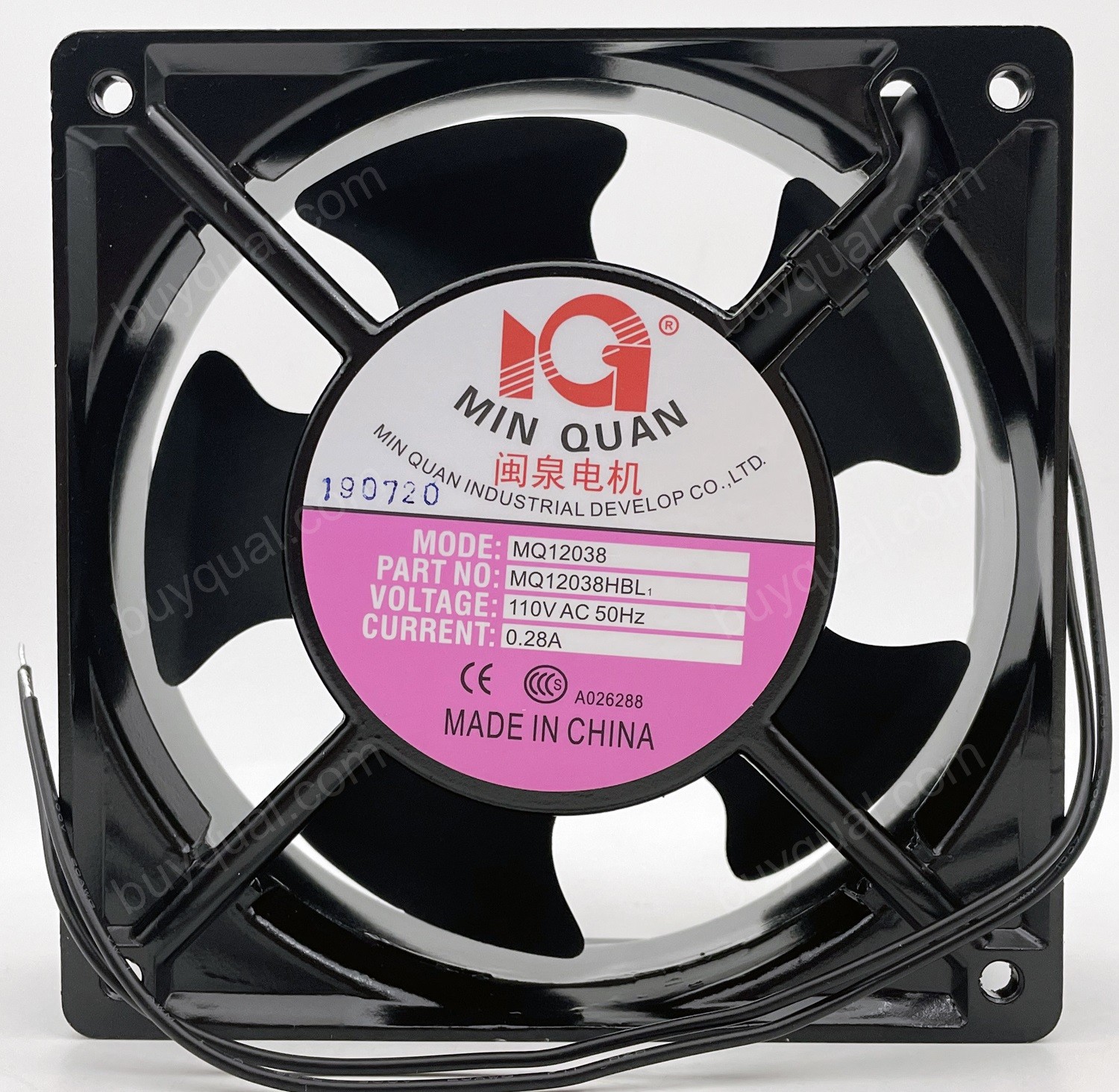 MIN QUAN MQ12038HBL1 110V 0.28A 2 wires Cooling Fan
