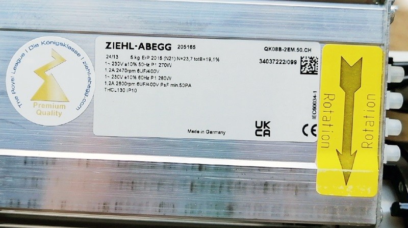 ZIEHL-ABEGG QK08A-2EM.50.CH QK08B-2EM.50.CH 230V 1.2A 0.27kW Cooling Fan