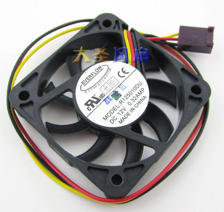 EVERFLOW R125010DU 12V 0.32A 3wires Cooling Fan
