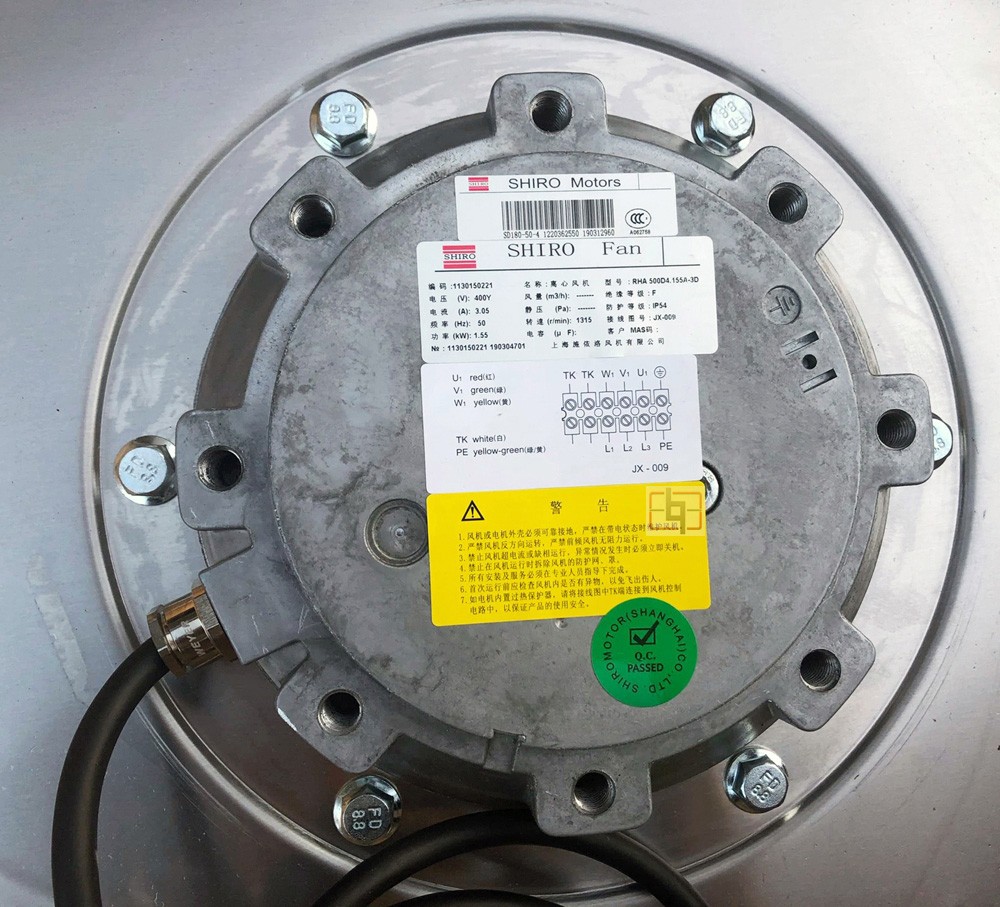 SHIRO RHA500D4.155A-3D 400V 3.1A 1.8kW 6wires Cooling Fan