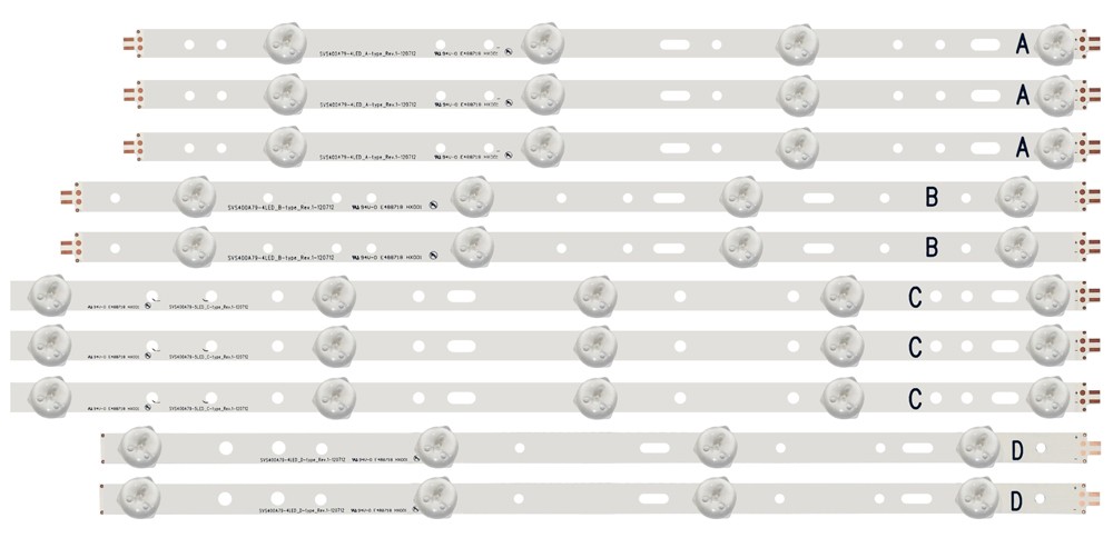 Toshiba SVS400A79_4LED_A-TYPE_REV.1_120712 SVS400A79_4LED_B-TYPE_REV.1_120712 SVS400A79_5LED_C-TYPE_REV.1_12 Philips SVS400A79 A/B/C/D-Type LED Backlight Strips (10)