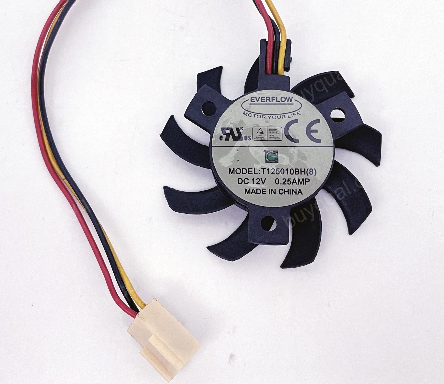 EVERFLOW T125010BH 12V 0.25A 3wires Cooling Fan