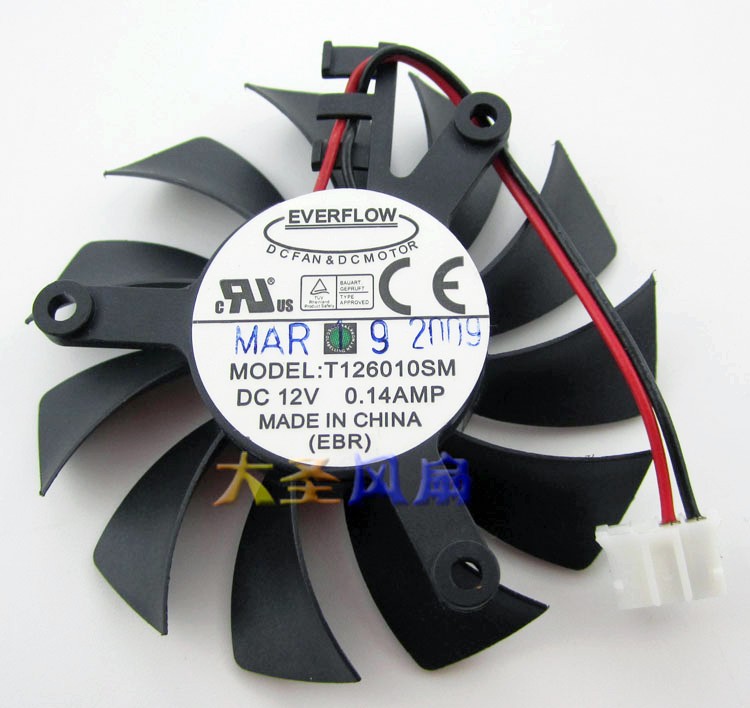 EVERFLOW T126010SM 12V 0.14A 2wires Cooling Fan