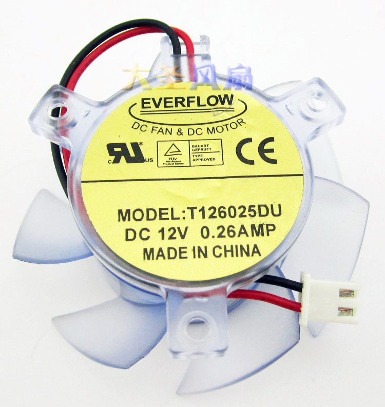 EVERFLOW T126025DU 12V 0.26A 2wires Cooling Fan