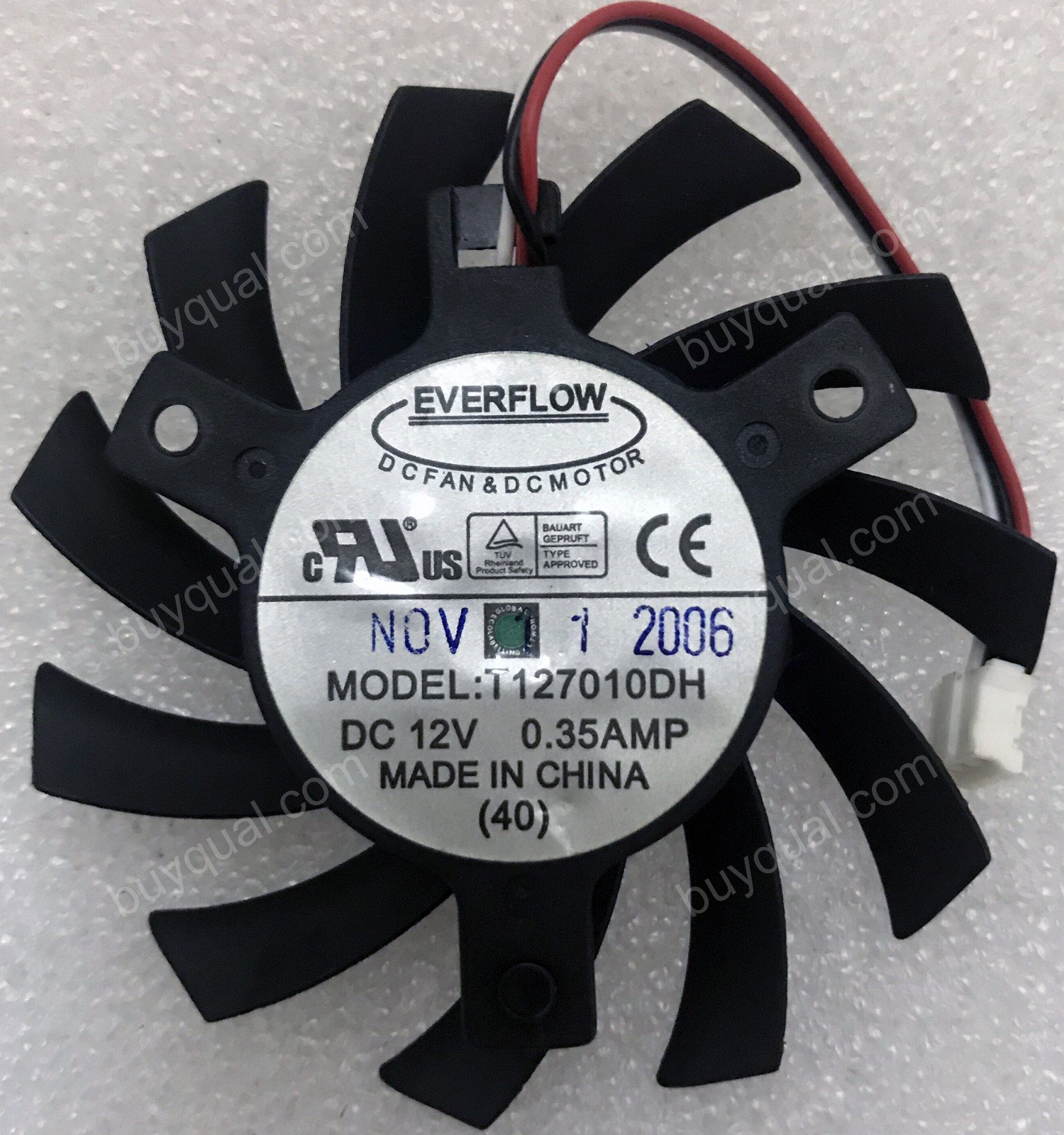 EVERFLOW T127010DH 12V 0.35A 3wires Cooling Fan