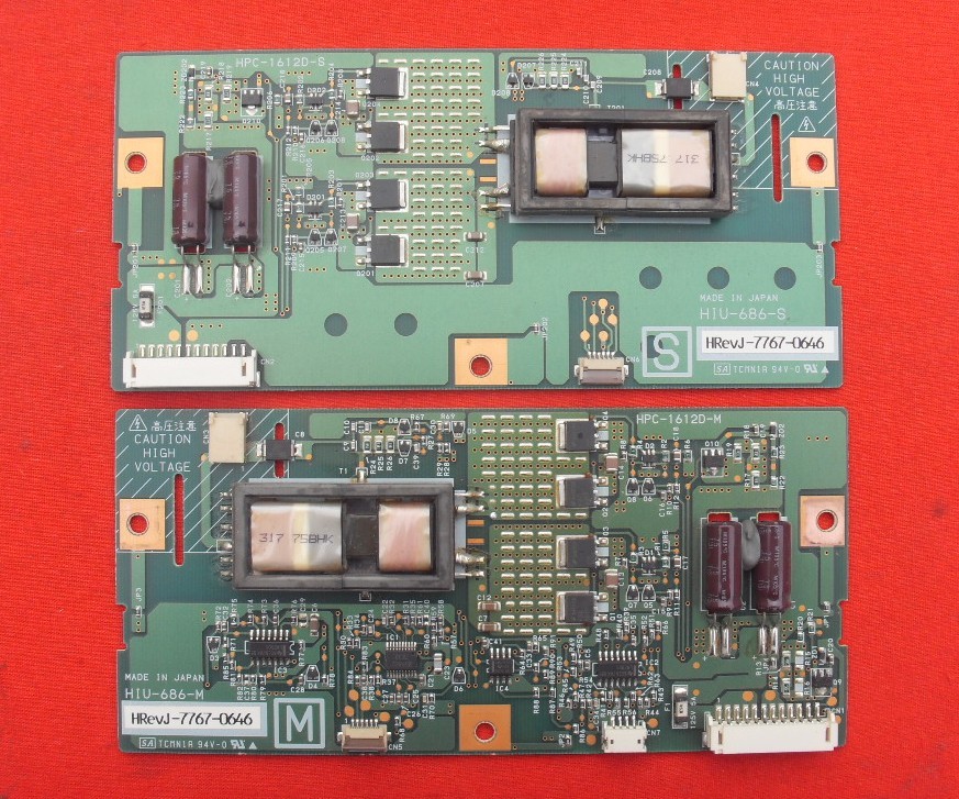 Hitachi HIU-686-S HIU-686-M (HPC-1612D-M HPC-1612D-S ) Backlight Inverter Pair
