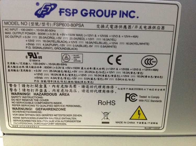 FSP FSP600-80PSA 600W IPC Server Power Supply 