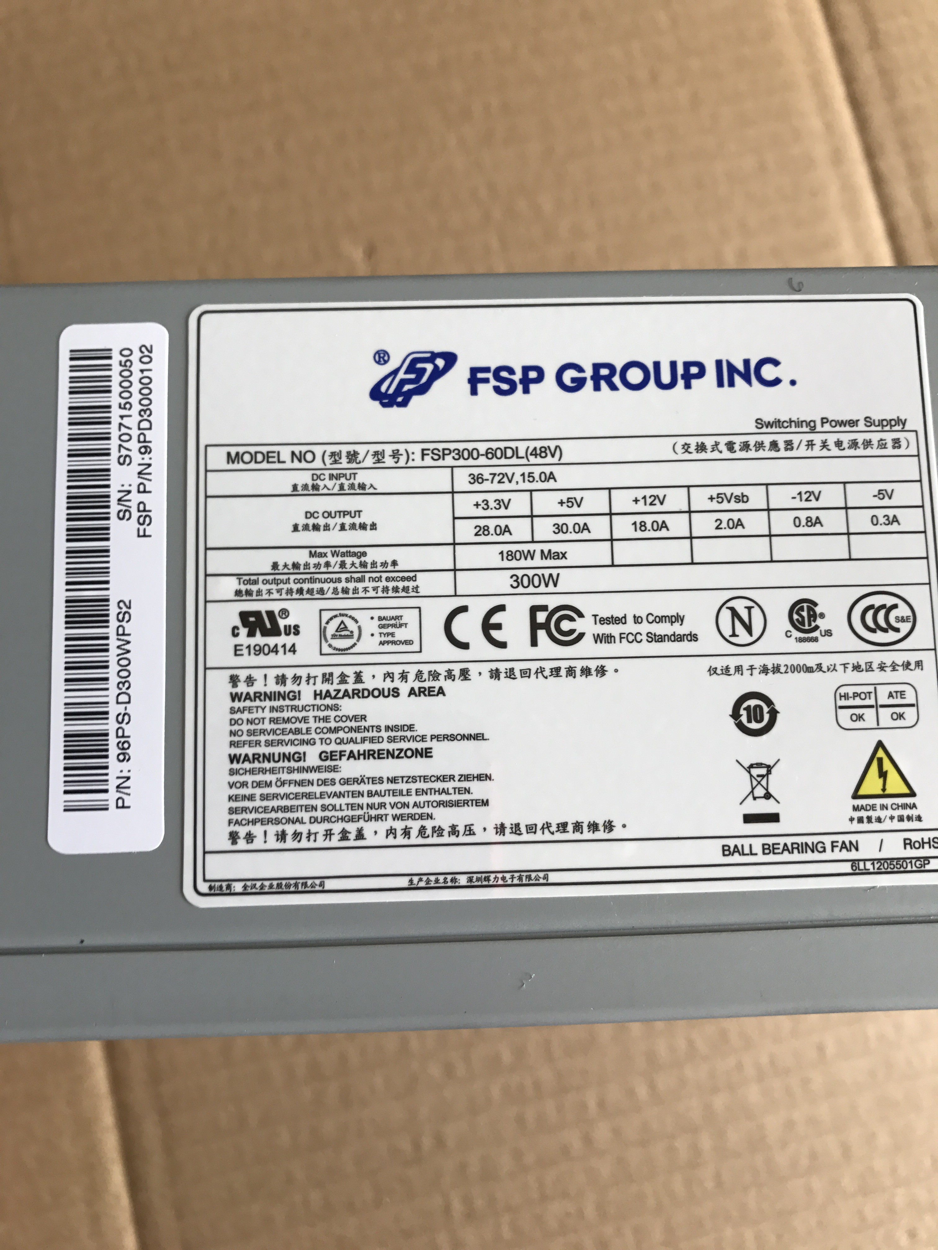 FSP FSP300-60DL(48V) 300W IPC Server Power Supply 