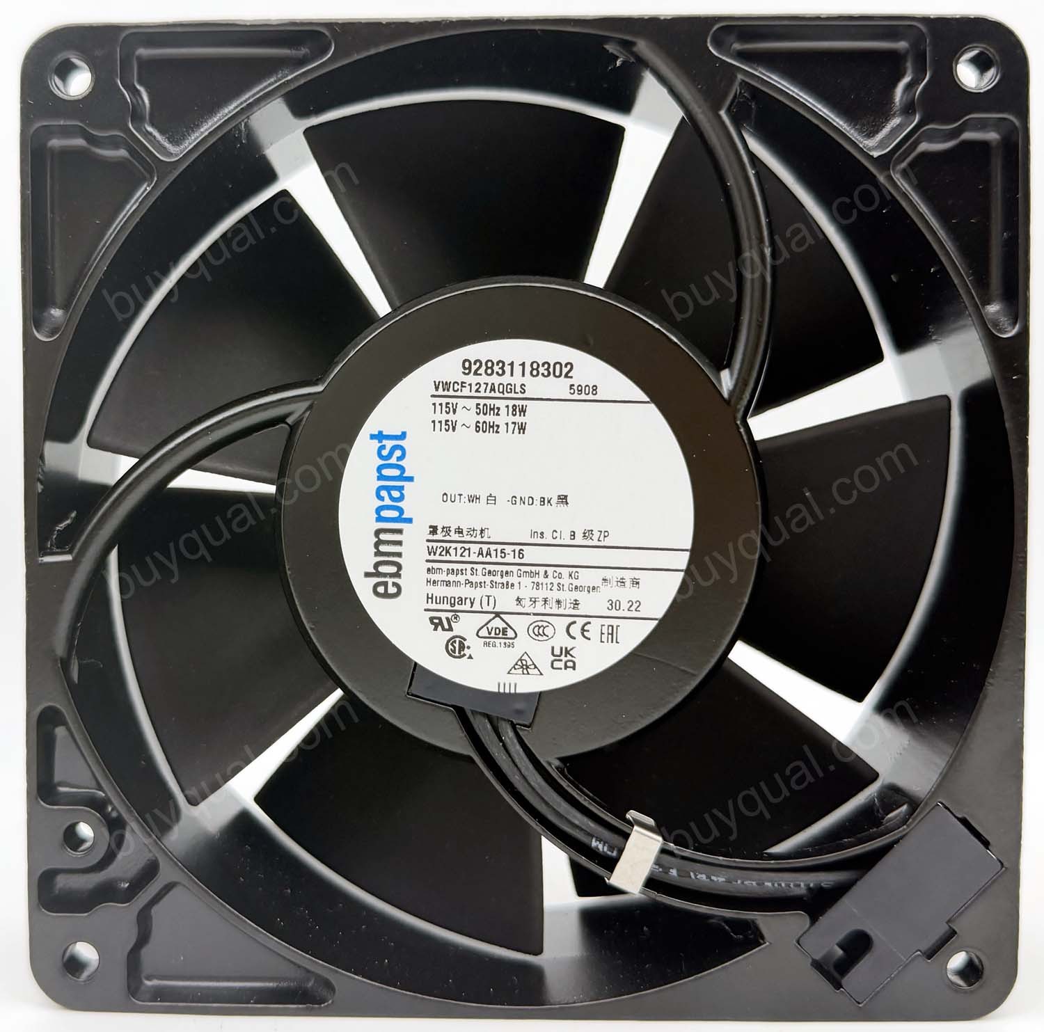 Ebmpapst W2K121-AA15-16 115V 18/17W 2wires Cooling Fan