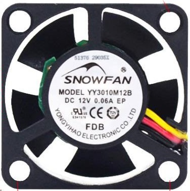 SNOWFAN YY3010M12B 12V 0.06A 3wires Cooling Fan 